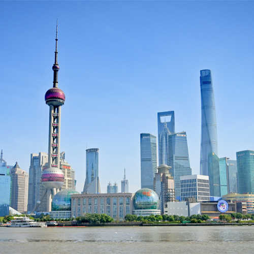 The skyline in Shanghai.