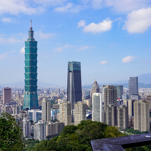 The skyline in Taipei.