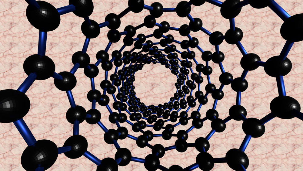 An image of a boron nitride nanotube viewed along its length from inside