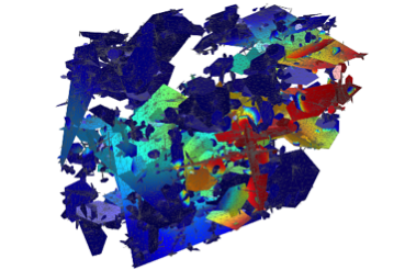 Pollutants dissolved in water modeled via spatial distribution in the COMSOL software.