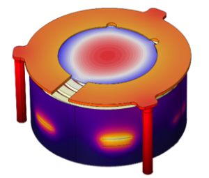 A model of a resistive heater used in a pulsed laser deposition device.