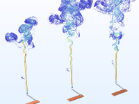 一根香棒在三个不同时间产生的烟雾的局部放大图。