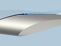 Eppler 387 模型的特写视图，其中显示边界-层转捩。