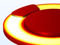 盘式制动器模型的特写视图，其中显示温度。