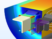 铝挤压工艺建模的多物理场示例的特写视图，其中包含流-固耦合及热应力分析。