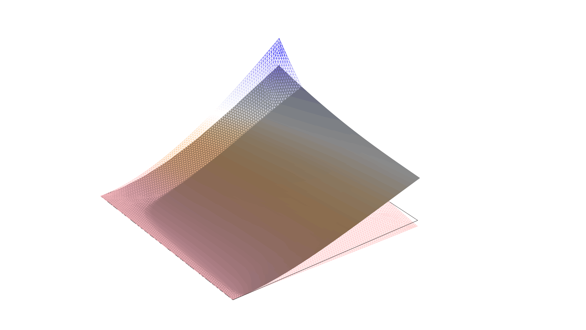 以 Twilight 颜色表显示线框和位移的复合材料模型。