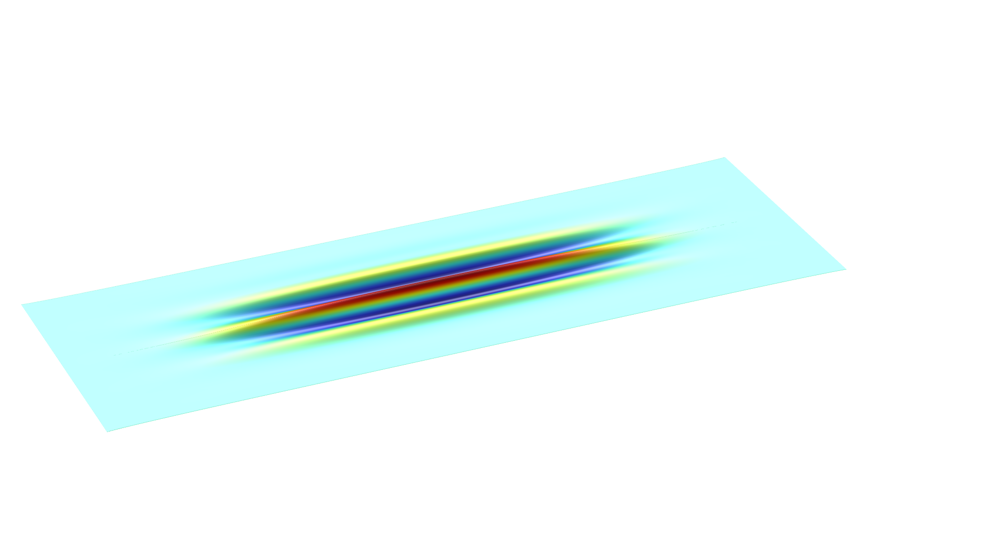 一个矩形片材模型，其中以 Rainbow 颜色表显示的褶皱。