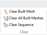 A screenshot of part of the Mesh ribbon in the Model Builder, with the Clear Built Mesh button selected and the Clear All Meshes and Delete Sequence buttons also shown.