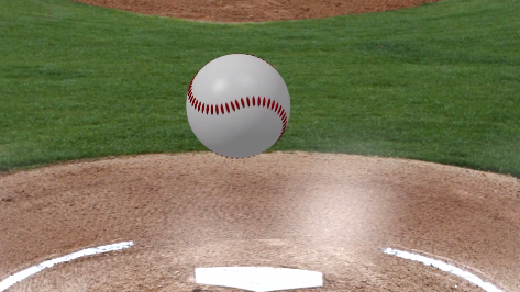 棒球投掷后的物理场，显示了一个在半空中的快球。
