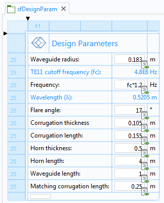 The design parameter form is pictured here.