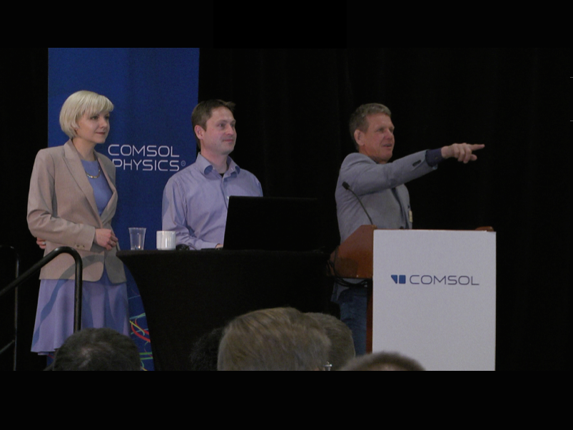 Speakers from COMSOL: Jessica Roy-Mitchell, web manager; Svante Littmarck, CEO and president; and Bjorn Sjodin, VP of product management