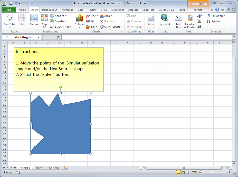 Editing a polygon in an Excel workbook.