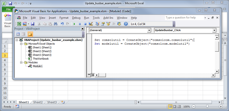 Screenshot showing how to access COM components in VBA.
