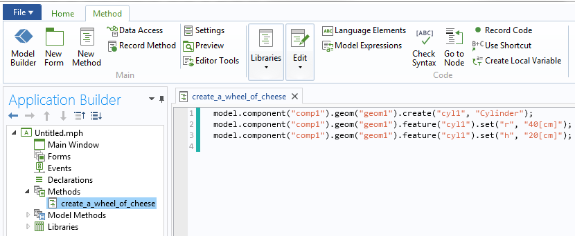 App 开发器中的模型方法代码的截图。