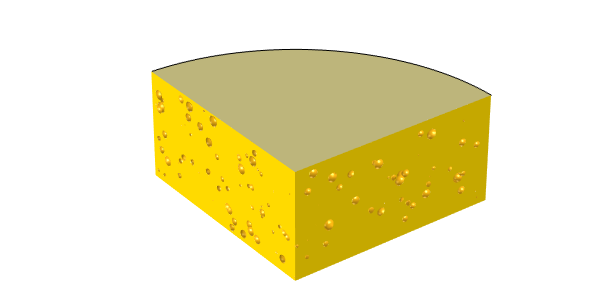 图片展示了拥有随机设定的小孔的奶酪模型。