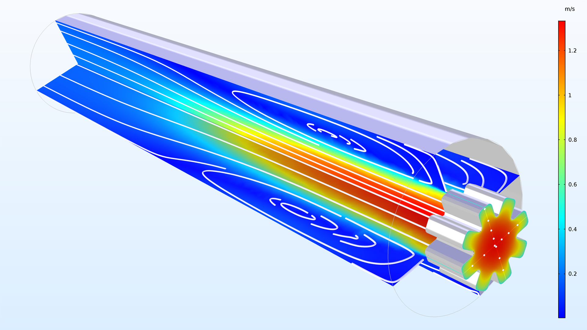Specify upstream conditions on Inlet (CFD) and Inflow (Heat Transfer) boundaries to model more accurate turbulence properties.