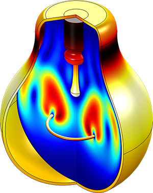 显示 COMSOL Multiphysics®中模拟的灯泡的图像。