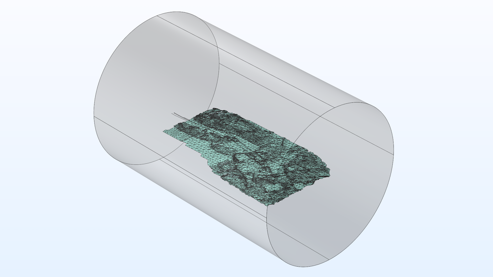 A 3D view of the modeling domain for the transmission line model.