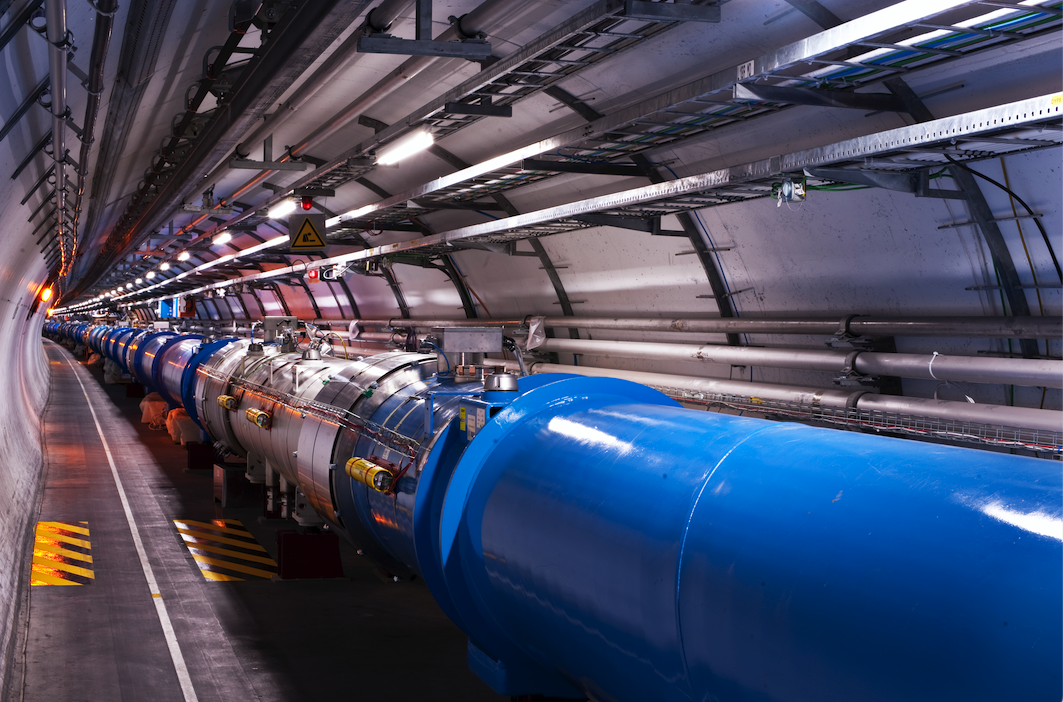 An image of a section of the Large Hadron Collider's tunnel.