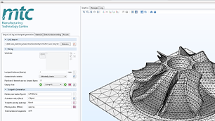 A simulation app UI for analyzing additively manufactured parts.