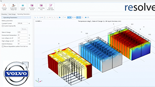 A simulation app UI for analyzing electric truck battery designs.