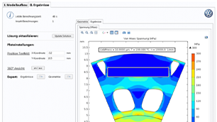 A simulation app UI for running standardized stress tests of EV rotors.