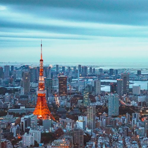 The skyline in Tokyo.