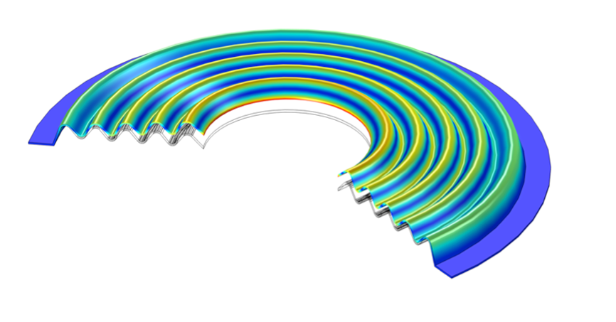 An example of a structural analysis modeled in COMSOL Multiphysics by PANA SOUND Ltd.