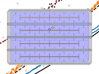 Eine Miniaturansicht eines 2D-Kompressormodells mit zwei Temperaturmessstellen und Aluminium in Grau, Sorptionsmittel in Lila, Luft in Blaugrau und ein Heizelement in Rot.