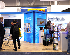 A wide shot of the COMSOL booth at CES.