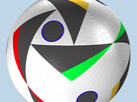 A close-up of a model of the Adidas Fussballliebe ball.