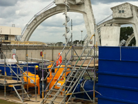 The test site setup of a water turbine prototype.