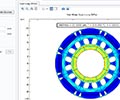 A closeup view of a simulation app for analyzing von Mises stress in different rotor designs.