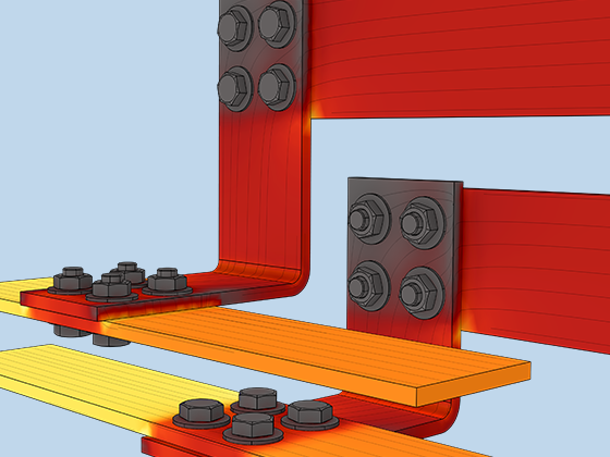 A close-up view of the electromagnetic heat sources in a high-power busbar assembly.