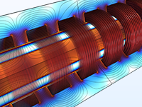 A close-up view of a magnetohydrodynamic pump showing the flow of electrically conducting fluids.