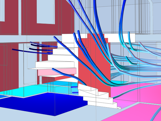 Visualizzazione in primo piano di un modello di casa che mostra il livello di pressione sonora.