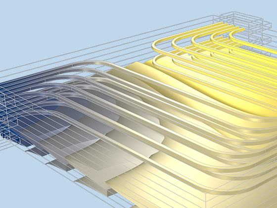 Cividis カラーテーブルの温度を示す透明なリチウムイオンバッテリーパックモデル.