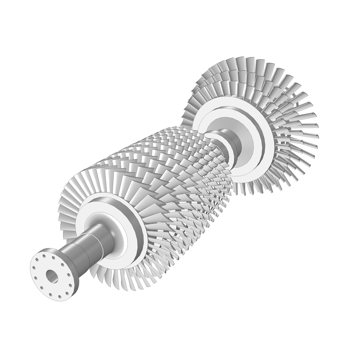 The gray CAD geometry of a gas turbine model.