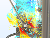 Eine Detailansicht eines Rührkesselreaktormodells, das die  Geschwindigkeit zeigt.