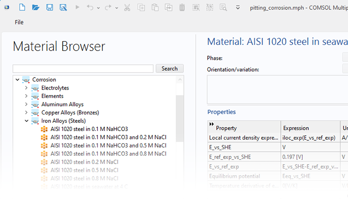 Vista in primo piano della finestra Add Material e un modello di sistema di protezione nella finestra Graphics.