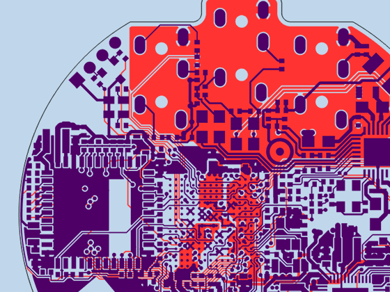 A 2D preview of a printed circuit board.