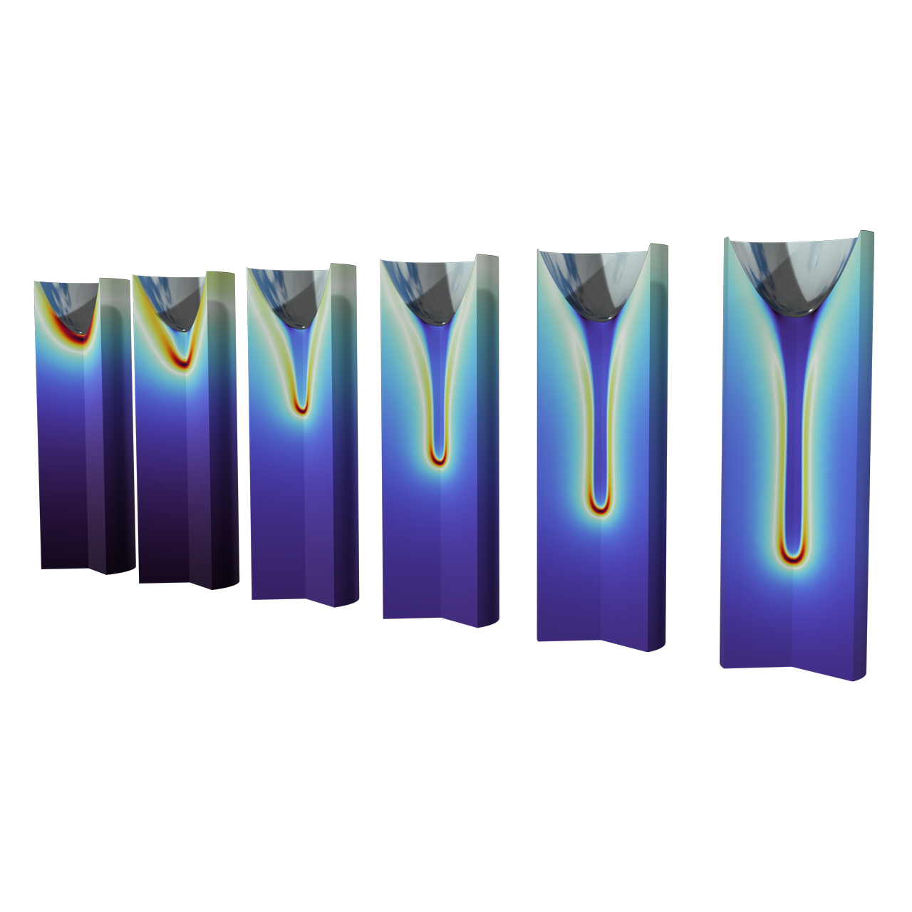 A streamer discharge propagating in transformer oil.