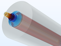 A close-up view of a cylindrical model showing the positive space charge layers.