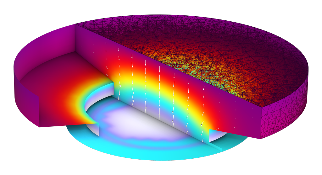 Ein Modell eines resistiven Wafers in der Prism-Farbtabelle.