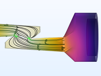 Visualizzazione in dettaglio dei flussi di corrente elettrica attraverso un interruttore a contatto e distribuzione della temperatura.