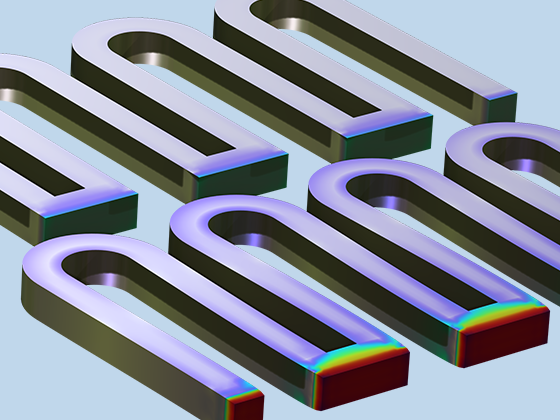 A close-up view of two MEMS devices showing the stress comparison.
