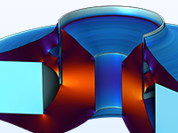 Увеличенное изображение модели магнитной цепи с визуализацией плотности магнитного потока.