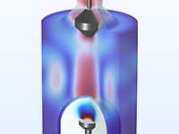 A close-up view of a 3D plot showing the resistive heating.