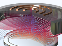 A close-up view of an ICP reactor showing the fluid velocity.
