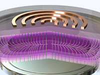 A close-up view of an ICP model showing the electron temperature.
